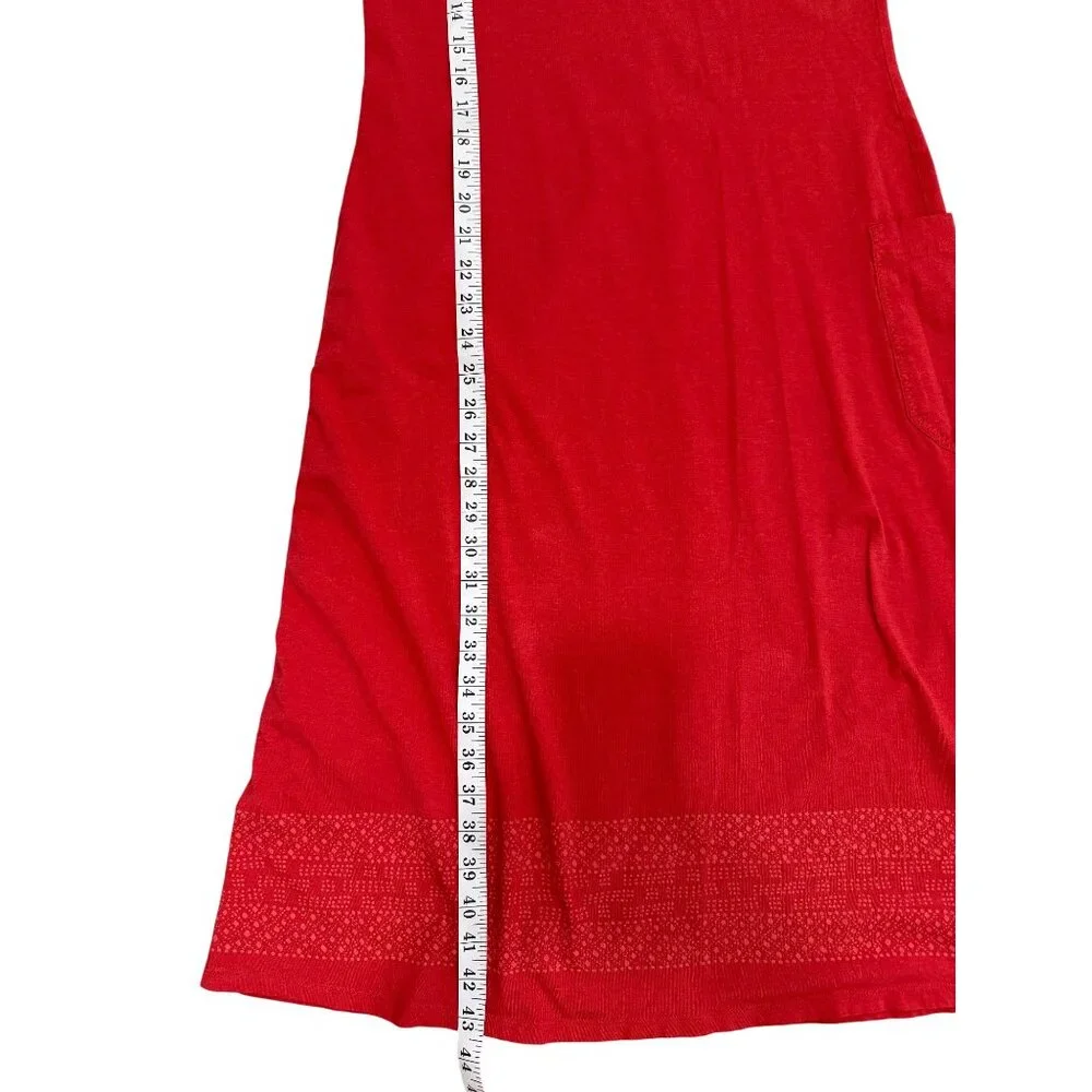 Toad & Co Midi Dress Red Short Sleeve Pocket Organic Cotton Modal Eco Size S - Picture 7 of 7